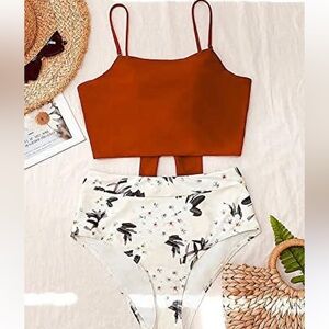 Women Cross Wrap Halter Bikini Set High Waisted Push Up Two Piece Swimsuits L